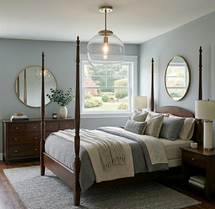 A calm, organized bedroom after a SHIFTED PREP refresh